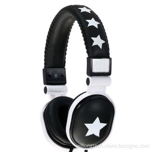Black Start Leather Headphones with TPE Cable, OEM/ODM Orders Welcomed
